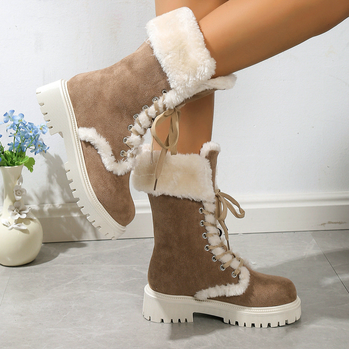 Winter Lace-up Snow Boots For Women