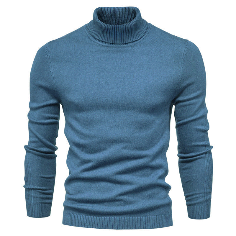 Men's Solid Color Slim Pullover Turtleneck Sweater Winter Casual