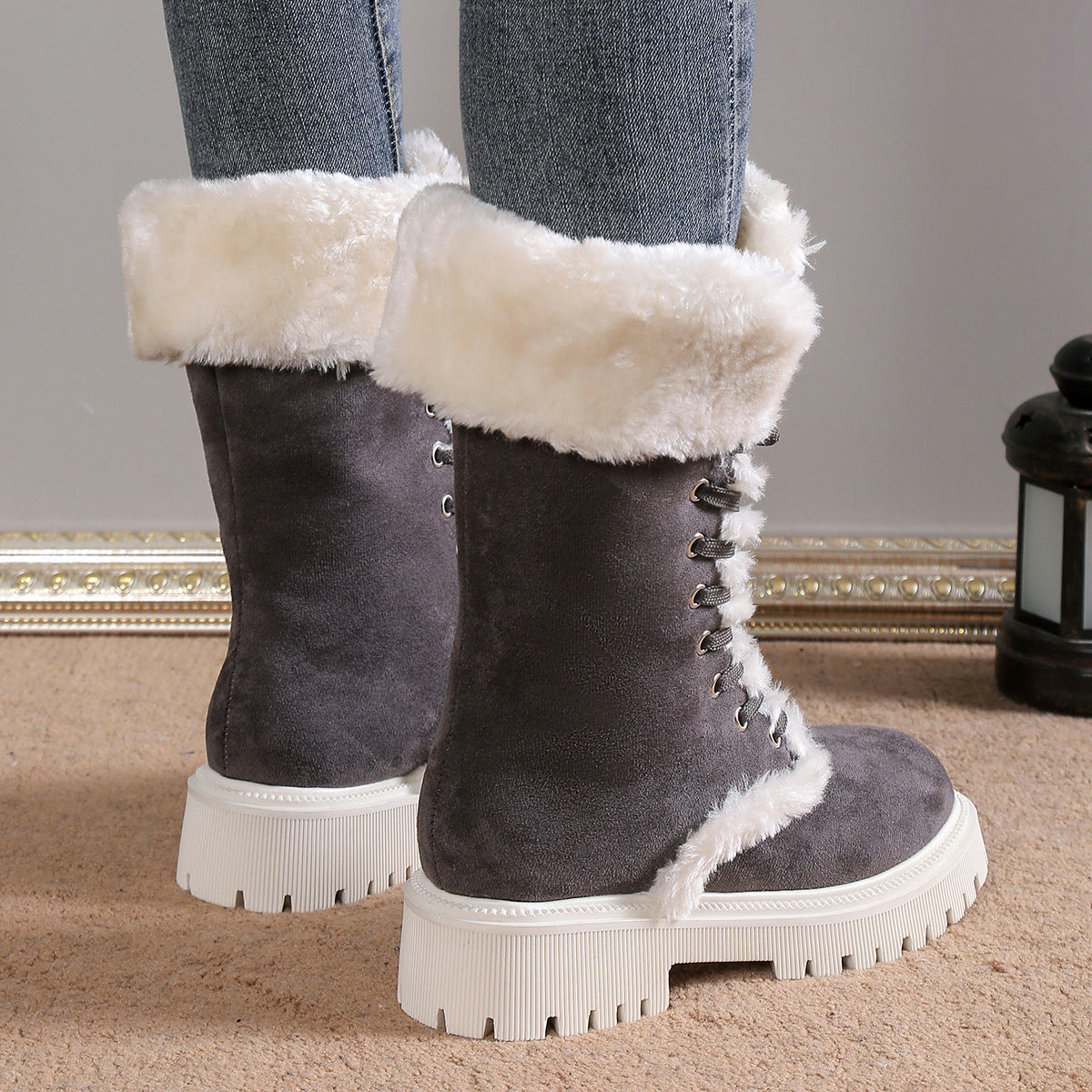 Winter Lace-up Snow Boots For Women