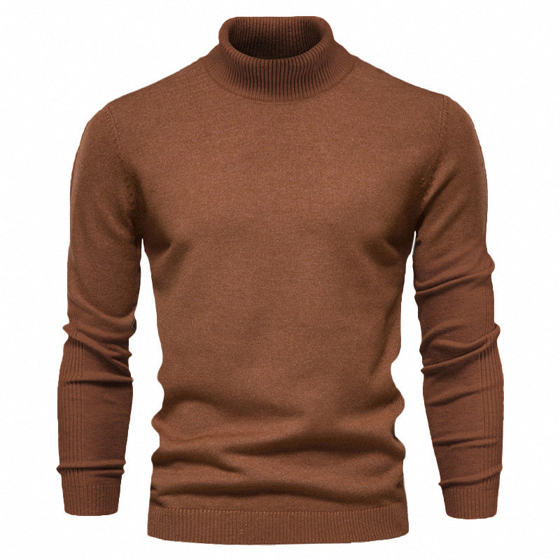 Men's Solid Color Slim Pullover Turtleneck Sweater Winter Casual