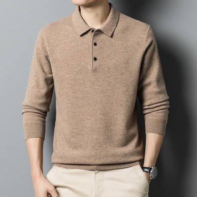 Men's Warm Sweater Autumn And Winter New Polo Collar Solid Color Sweater