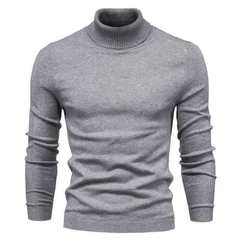 Men's Solid Color Slim Pullover Turtleneck Sweater Winter Casual