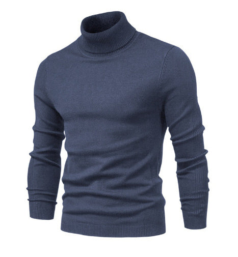 Men's Solid Color Slim Pullover Turtleneck Sweater Winter Casual