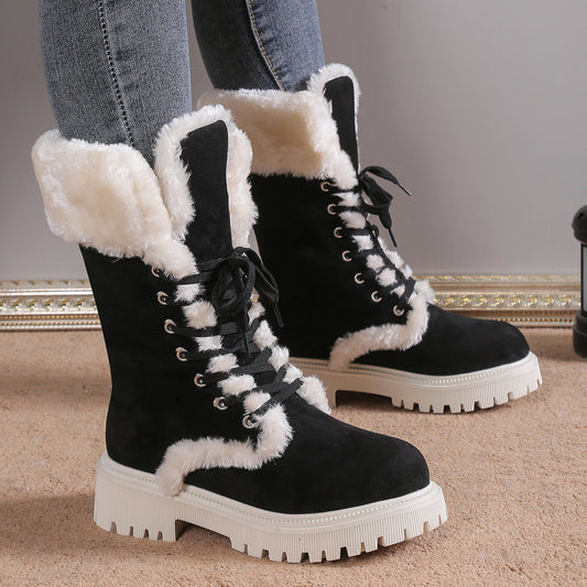 Winter Lace-up Snow Boots For Women