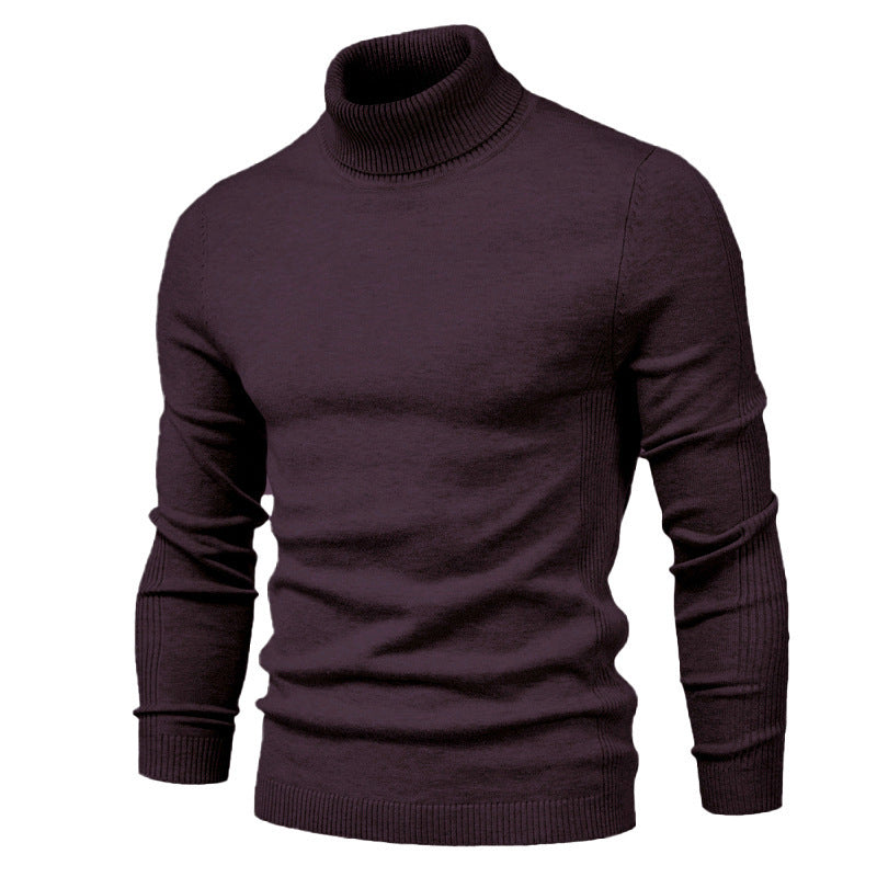 Men's Solid Color Slim Pullover Turtleneck Sweater Winter Casual