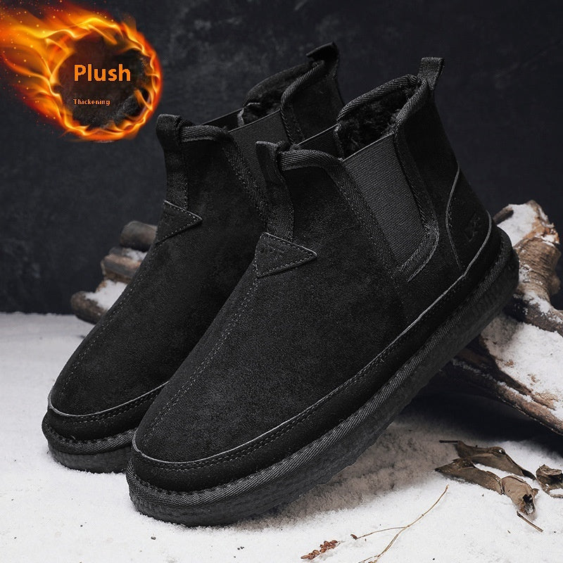 Winter Fleece Snow Boots Round-toed Flat Shoes Casual Warm