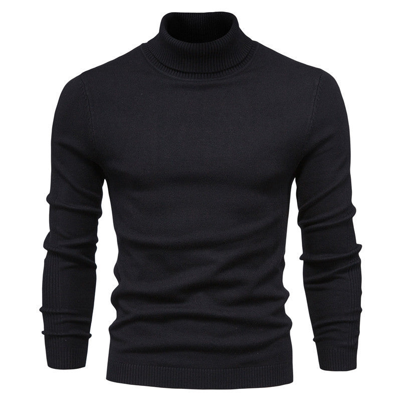 Men's Solid Color Slim Pullover Turtleneck Sweater Winter Casual