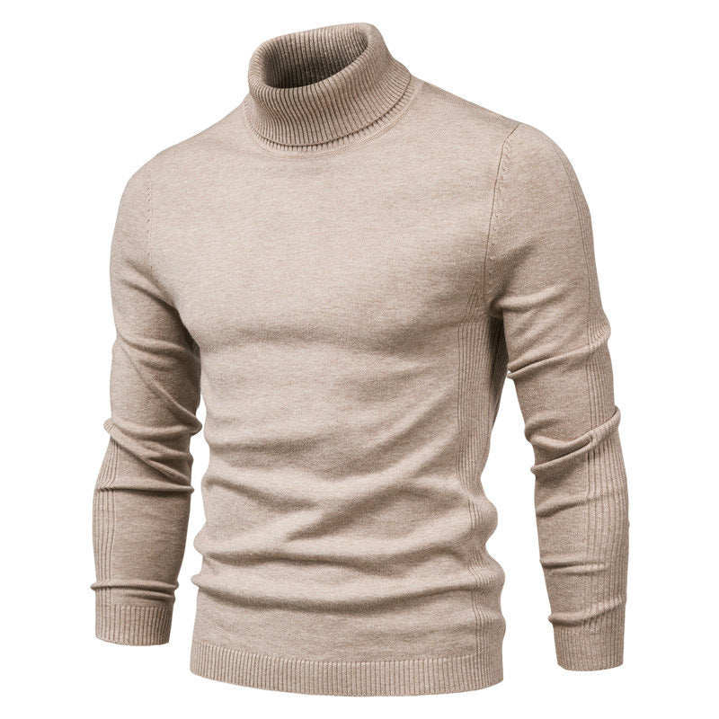 Men's Solid Color Slim Pullover Turtleneck Sweater Winter Casual