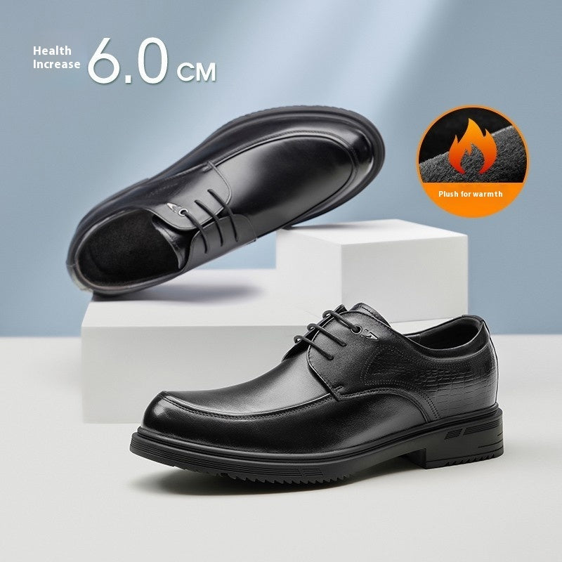 Height Increasing Insole 8cm Business Formal Wear Derby Shoes Genuine Leather Men's Shoes