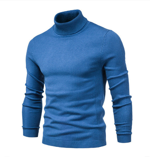 Men's Solid Color Slim Pullover Turtleneck Sweater Winter Casual