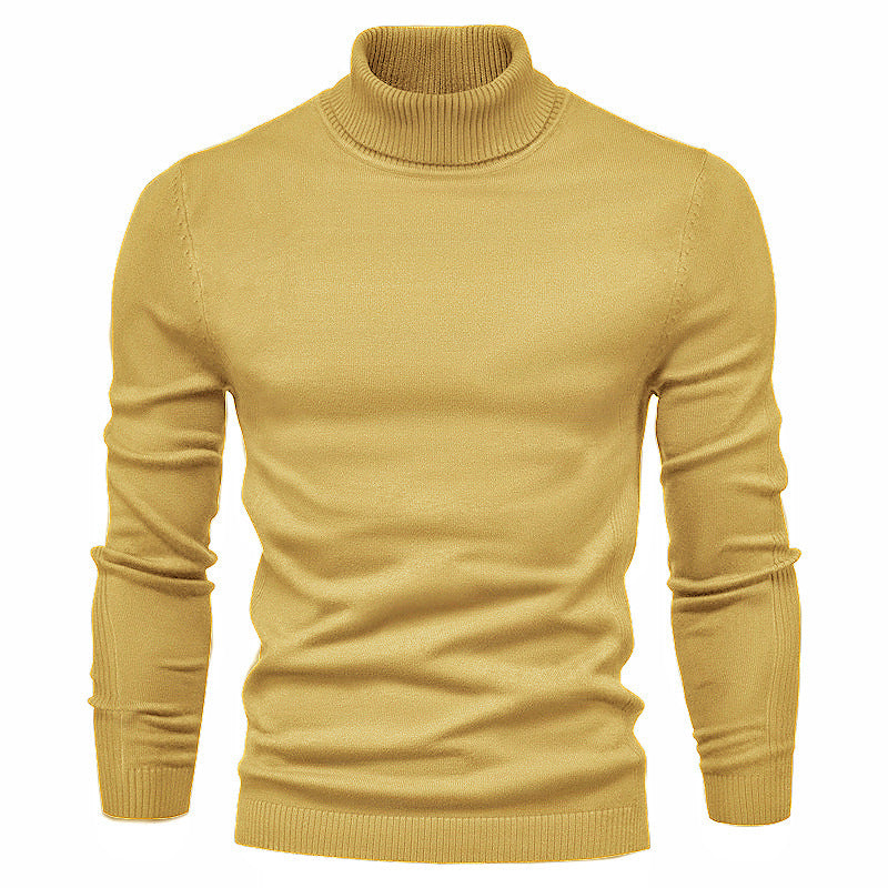 Men's Solid Color Slim Pullover Turtleneck Sweater Winter Casual