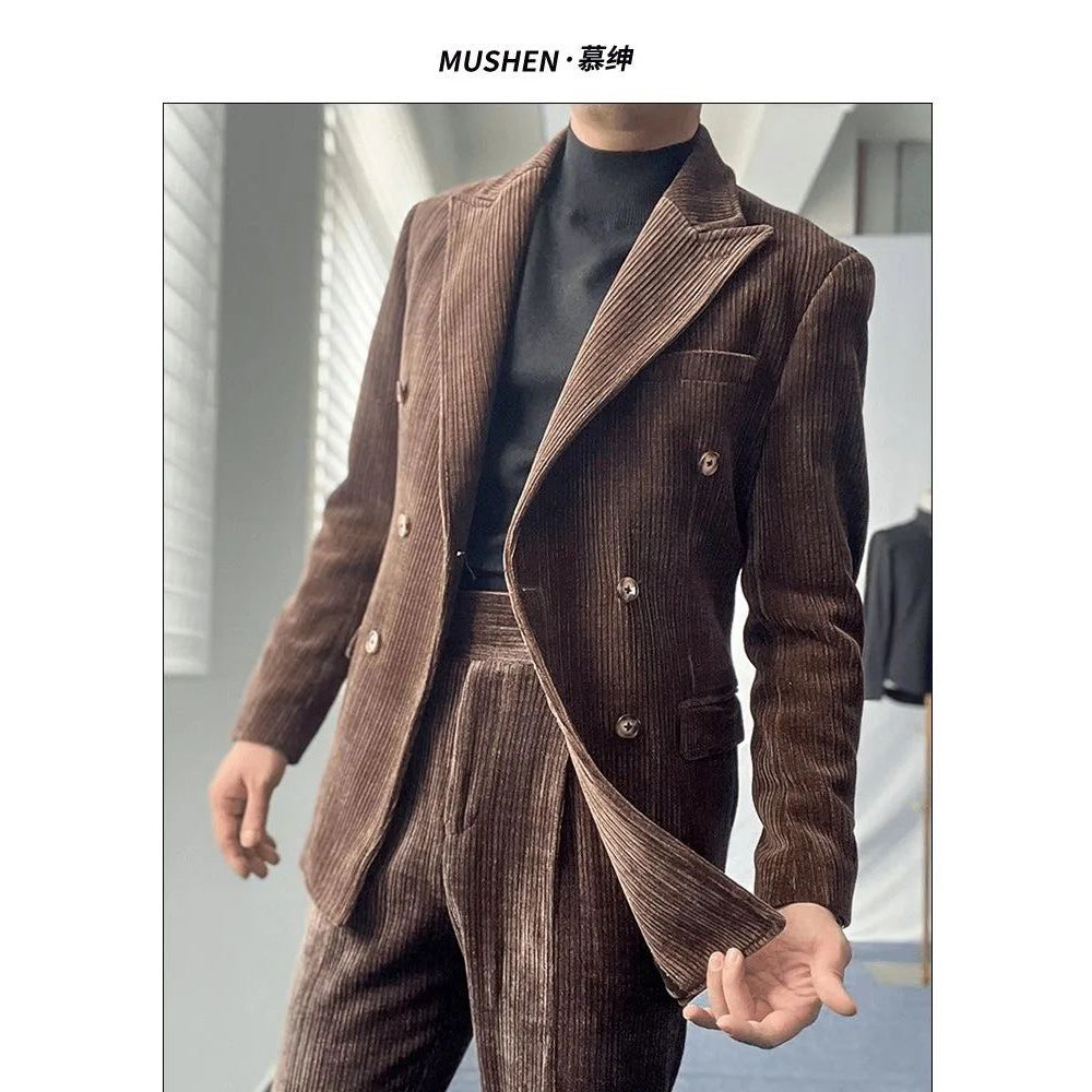 Corduroy Retro Suit Simple