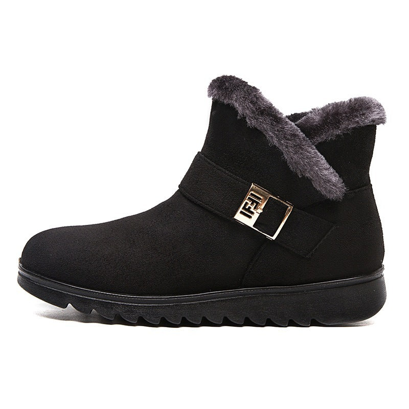 Winter Boots Women Warm Plush Snow Boots Zipper Comfort Flats Shoes