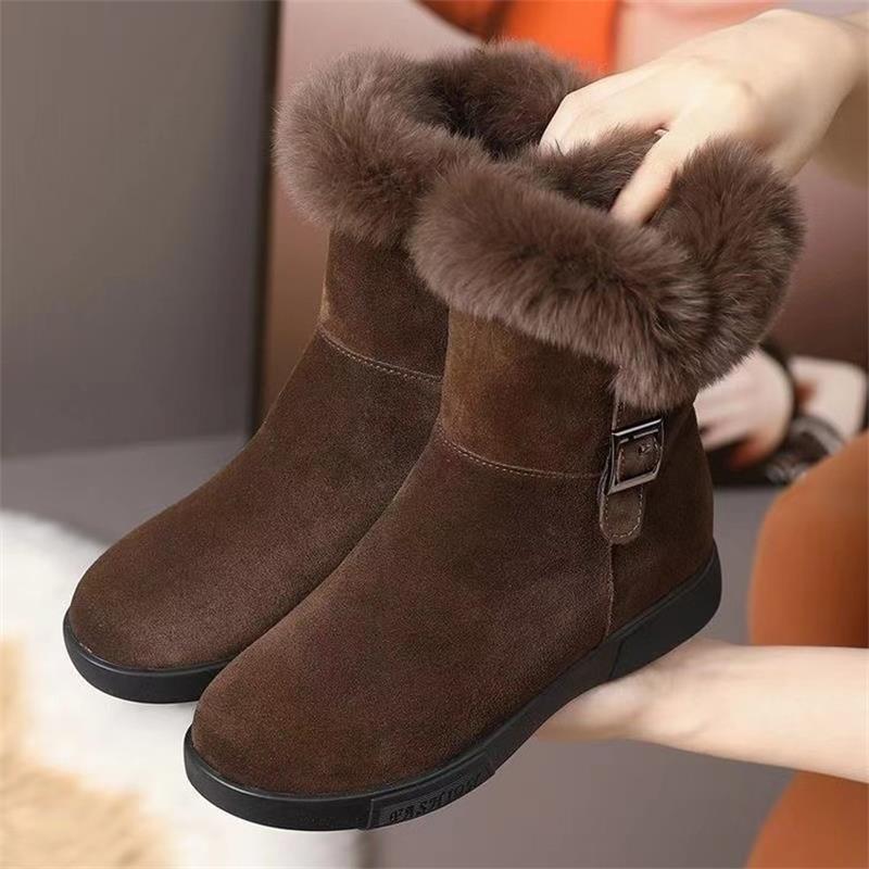 Retro Warm Winter Fleece-lined New Flat Ankle Boots Non-slip Fluffy Cotton Shoes