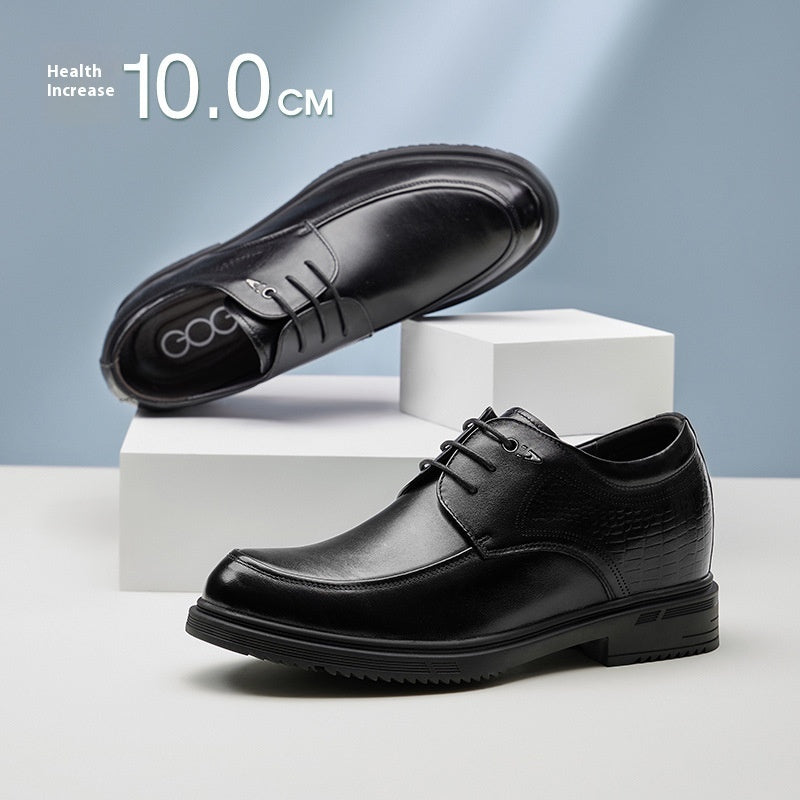 Height Increasing Insole 8cm Business Formal Wear Derby Shoes Genuine Leather Men's Shoes