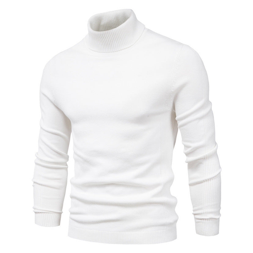 Men's Solid Color Slim Pullover Turtleneck Sweater Winter Casual