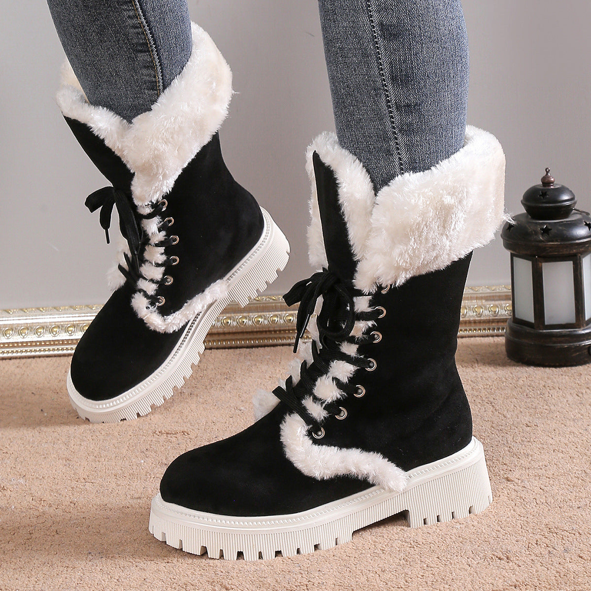 Winter Lace-up Snow Boots For Women