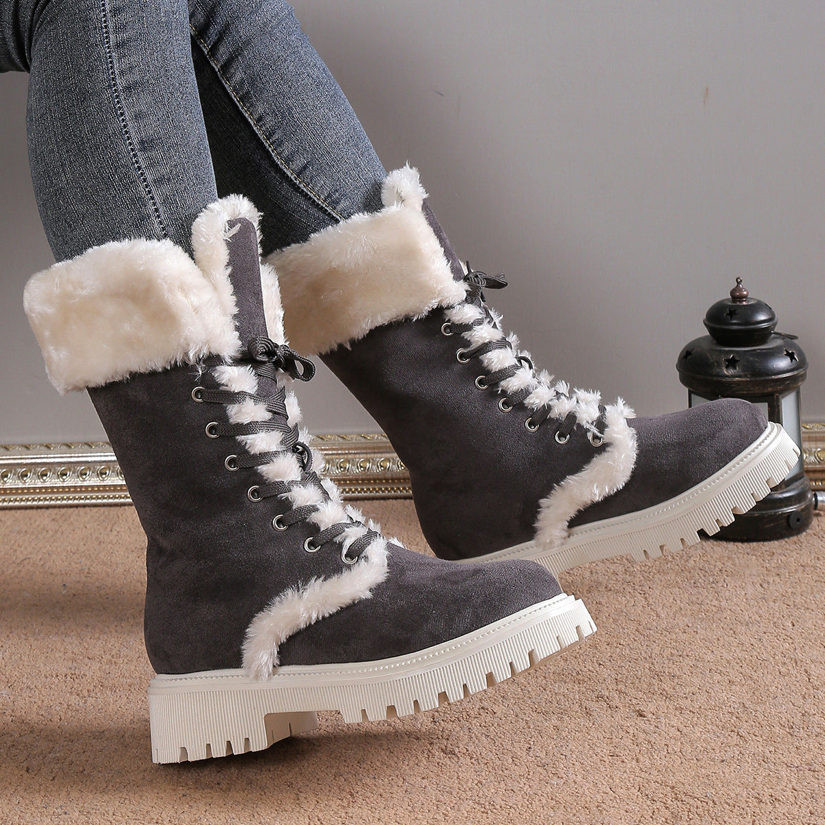 Winter Lace-up Snow Boots For Women