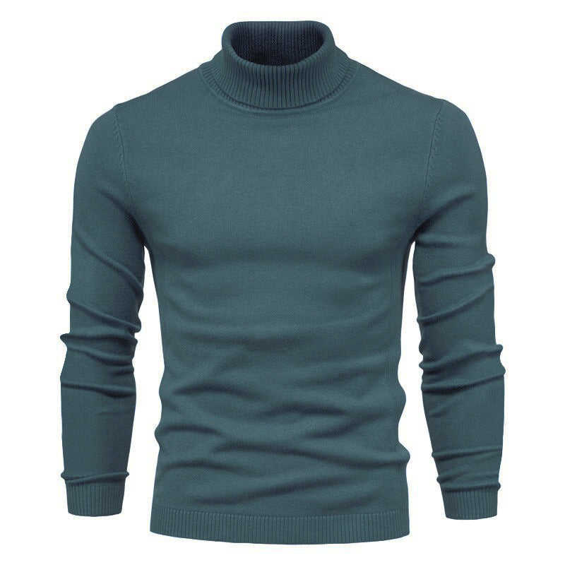 Men's Solid Color Slim Pullover Turtleneck Sweater Winter Casual