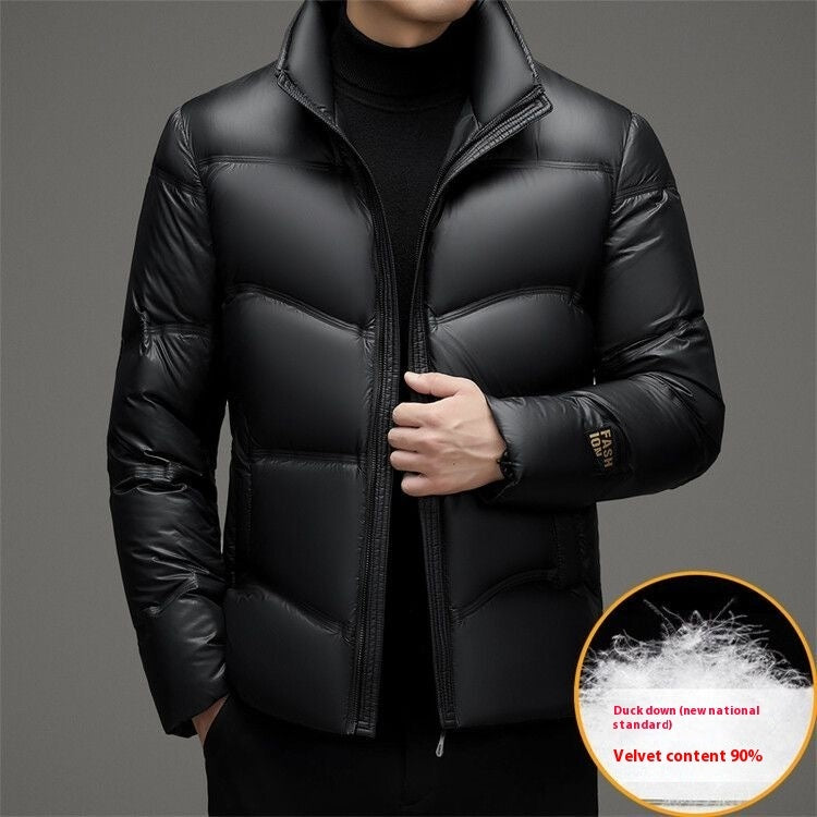 Winter Mid-old Men's Down Jacket Stand Collar Coat Thickened Protection